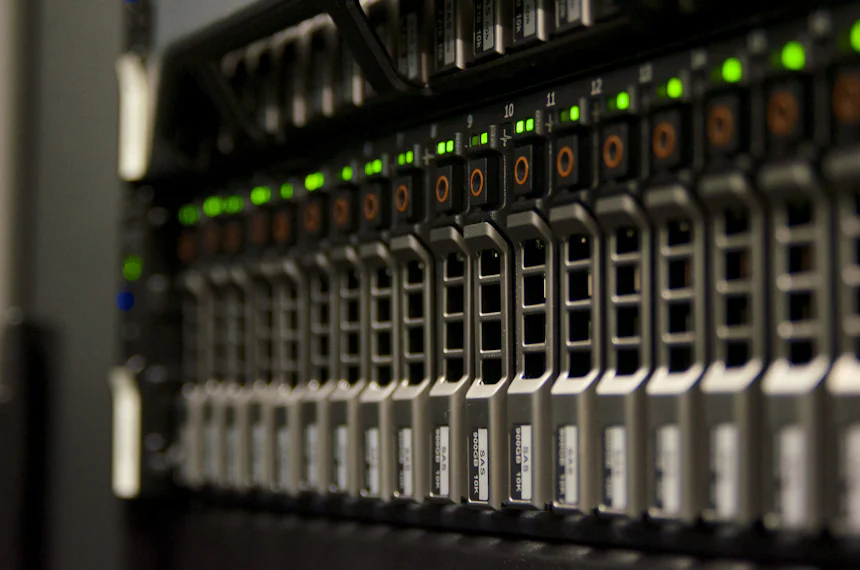 Network and server equipment with status lights in a rack